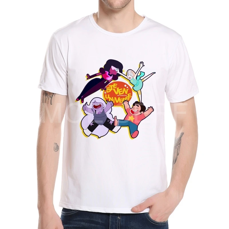Модная мультяшная футболка с круглым вырезом топ Steven Universe Мужская мужская