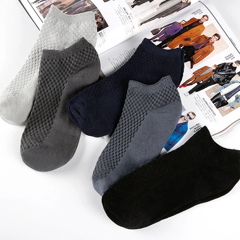 10 Pairs / Lot Men's Bamboo Short Socks Solid Color Black Male Socks and Shoes go well with Clothing 2019 Best Selling Size38-43