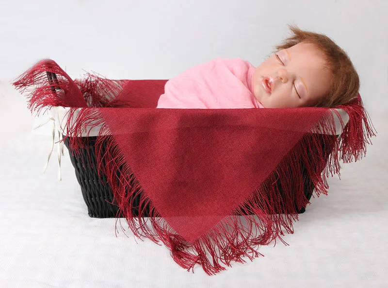 Реквизит для фотосъемки новорожденных, детское хлопчатобумажное одеяльце с бахромой, fotografie achtergronden, тканый реквизит для новорожденных - Цвет: 7