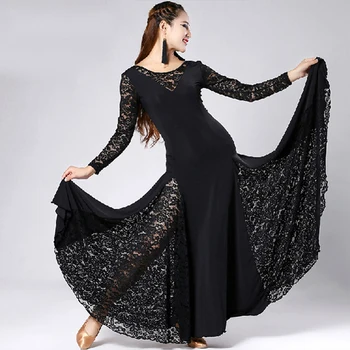 

2017 New Ballroom Dance Competition Dresses Stage Costumes For Singers Ballroom Latin Dance Dress Tango/Waltz Dancewear DQ19024