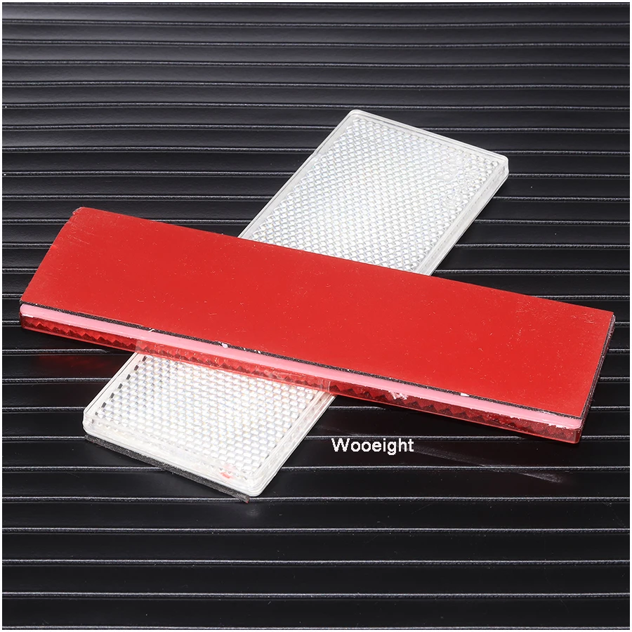 Wooeight 2Pcs 155cm Truck Motorcycle Adhesive Rectangle Plastic Reflector Reflective Warning Plate Stickers Rear Bumper Strips (6)
