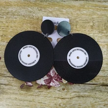 Pendientes Donarsei Vintage de vinilo negro para mujer con personalidad transparente, Pendientes colgantes