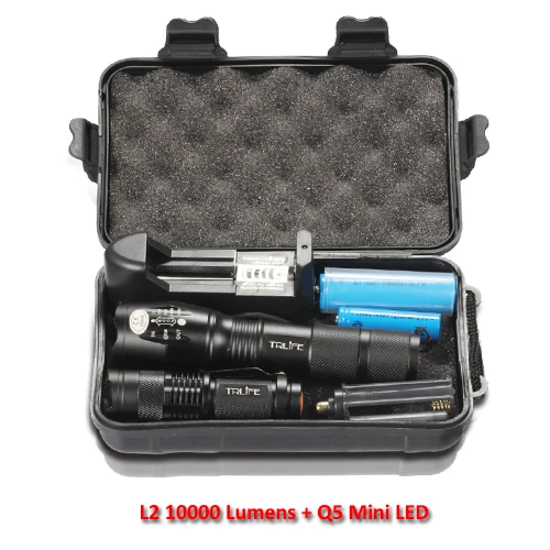 Светодиодный фонарь L2/T6 Zoomable тактический фонарь Аккумуляторная Мини-лампа Penlight 18650 батарея 2 шт - Испускаемый цвет: B