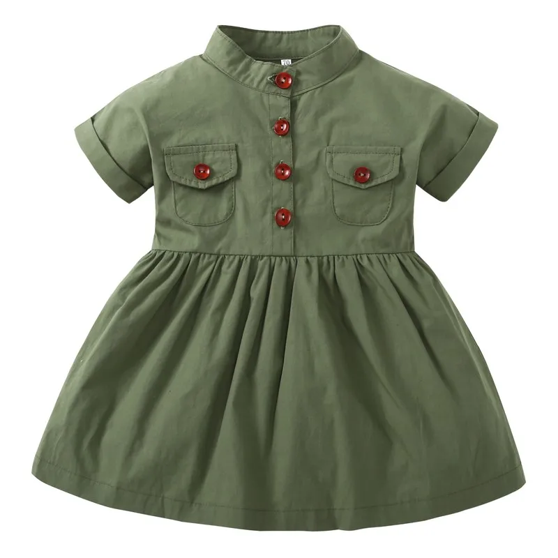 Baby Girl Summer Dress 2019  Baby Dresses Carton Army Green Birthday Dress Female Baby Summer Clothes Girl Clothes
