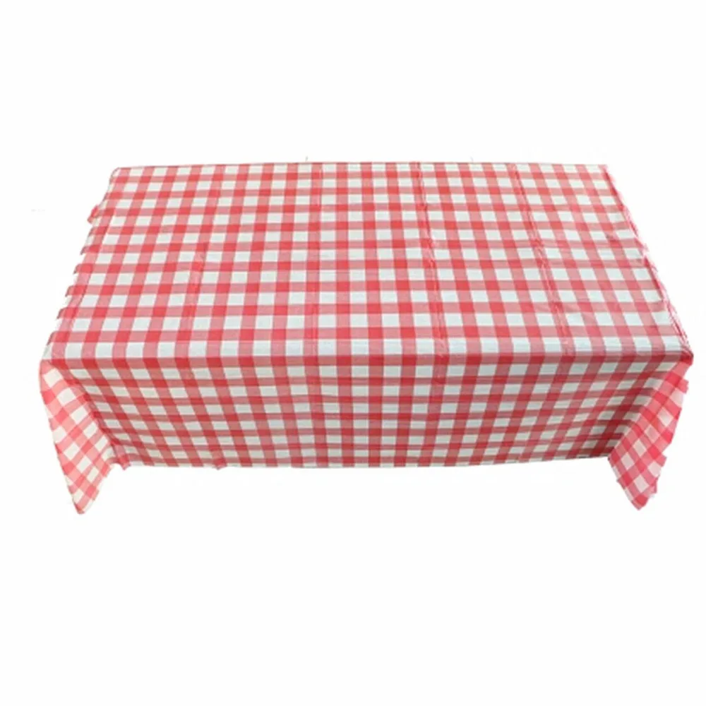 Table Cloth Red Gingham Plastic Disposable Wipe Check Tablecloth For