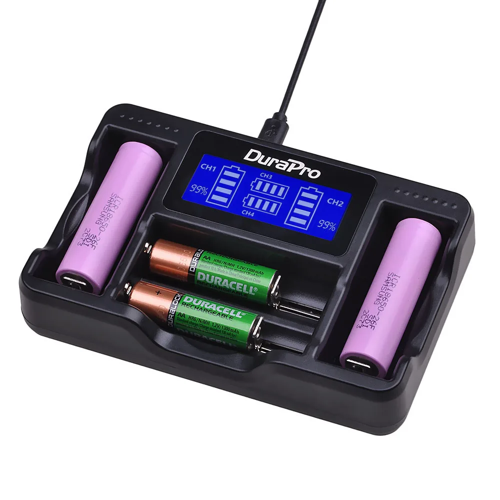 Зарядное устройство Durapro с 4 USB портами и ЖК дисплеем универсальное для литий