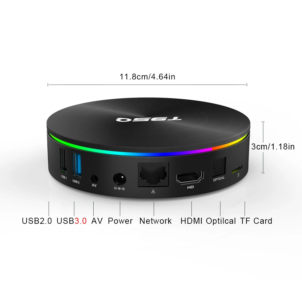 Популярные T95Q Смарт ТВ BOX Android 8,1 Amlogic S905X2 DDR4 4 ядра, 4 Гб оперативной памяти, 32 Гб встроенной памяти, 64 ГБ 2,4 г& Wi-Fi 5 ГГц Wi-Fi, BT H.265 4 к Декодер каналов кабельного телевидения компьютерной приставки к телевизору