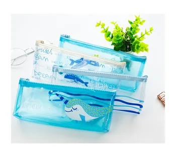 

Lovely whale translucent pvc Pencil case Waterproof Stationery Storage Organizer Bag School Office Supply Escolar