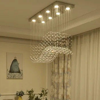 

Rectangle led chandelier lighting dining room hanging crystal lamp luxury kitchen island lamparas de techo colgante moderna