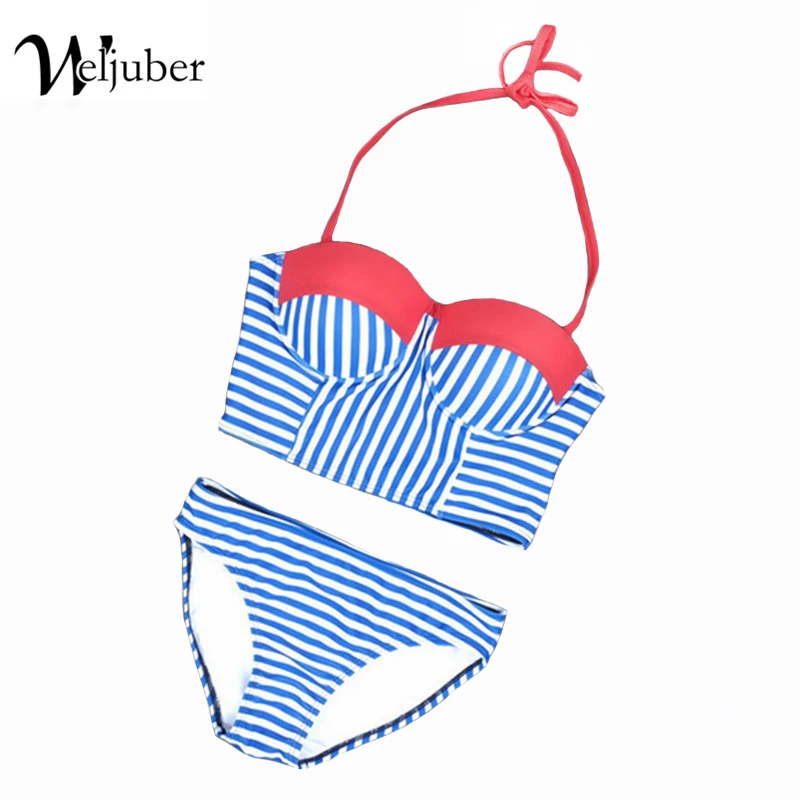 Women Bikini Set 2017 New Padded Striped Bikinis Sexy Push Up Swimwear Female Swimsuit Bathing Suit