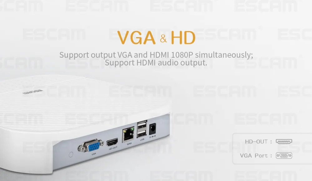 ESCAM PVR204 1080 P 4 + 2CH ONVIF NVR с 2ch облако канал для IP Камера Системы