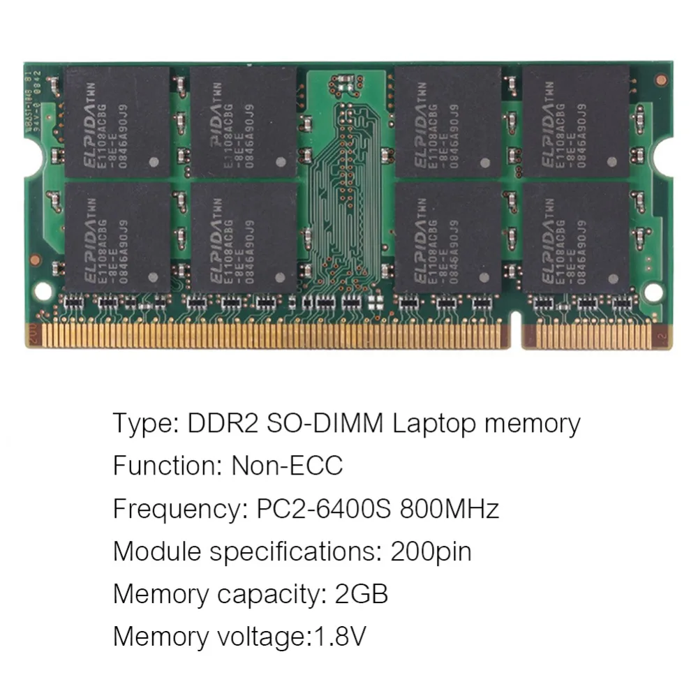 Buyincoin для ELPIDA 2GB DDR2 PC2 6400S 800MHz 200PIN SO DIMM RAM память ноутбука PC6400|Оперативная память| |