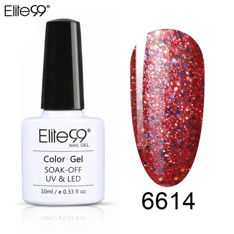 

Elite99 1pc Summer Collection Neon Starry Red Gel Nail Polish UV LED Gel Varnish Nails Art Lacquer Enamel 10ml Glitter Platinum