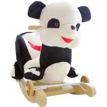Kingtoy Plush Baby Rocking Swing Panda Chair Children Wood Swing Seat Kids Outdoor Ride on Stroller Toy