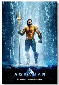 Custom Canvas Wall Decorations Jason Momoa Aquaman Poster Aquaman Sticker Mural DC Superhero Wallpaper Dining Room Decals
