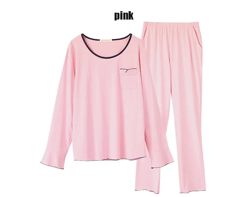 pink Сон лаунж-Пижама комплект Милая одежда для сна Для женщин летом карман Повседневная Пижама Femme простая солидная цветная Пижама для Женская Удобная Обувь для студентов - Цвет: pink