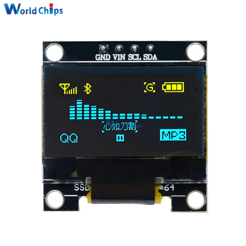 0 96 дюймовый IIC последовательный желтый синий OLED дисплей модуль 128X64 I2C SSD1306 12864