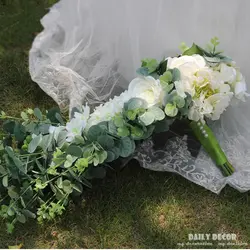 2018 Новый искусственного шелка Цветы Букет невесты водопад Свадебные цветы Свадебные букеты свадебные принадлежности для невесты Белый и