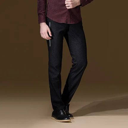 Бренд DANDY Homme Высокое качество мужские осенние зимние черные супер тонкие модные мужские длинные брюки с карманами деловые повседневные штаны - Цвет: black
