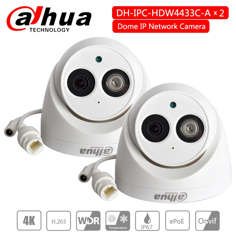 

Dahua IP camera IPC-HDW4433C-A metal shell 4MP Built-in MIC POE IR 30m IP67 replace IPC-HDW4431C-A CCTV Dome IP Network camera