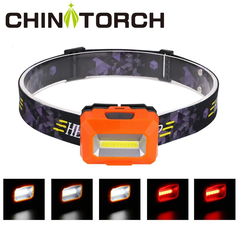 

5 Modes Mini Led Headlight COB LED 3*AAA Battery Headlamp for Camping Hunting Outdoor Emergency Hat Head Flashlight