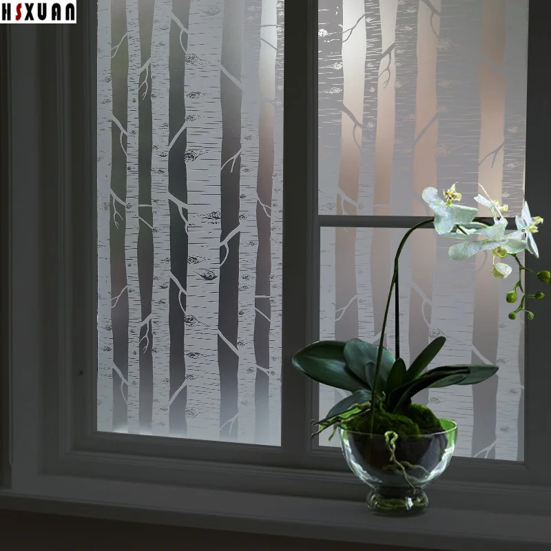 white tree decorative Window Film,waterproof furniture decor PVC Self