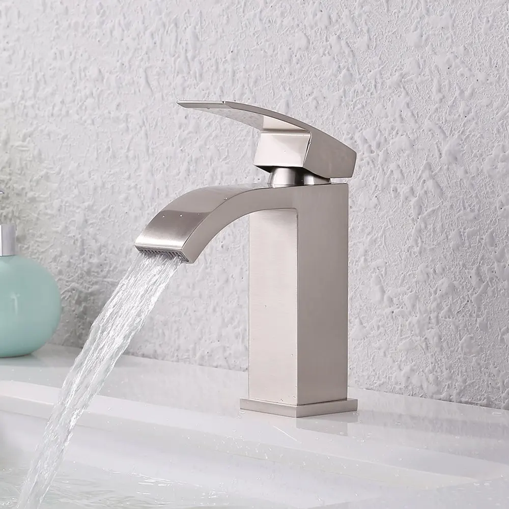 Матовый никель твердая латунь одна ручка водопад золотистый цвет с очень большим