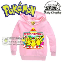 Presente de natal Meninos Meninas Impressão Moletom Pikachu Crianças Casaco Esporte Hoodies Crianças Casacos Vestuário Outono Inverno 2016