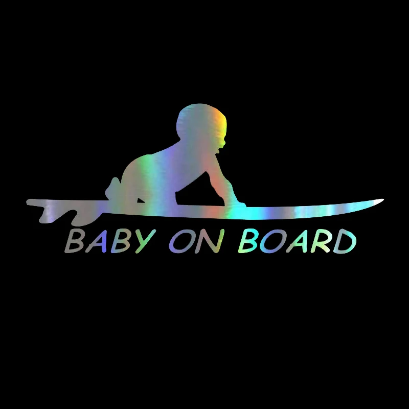 

Sticker 15.3*6.4cm Baby On Board Surf Surfing Surfboard Funny window Decal Reflective Laser Vinyl window Sticker window Styling