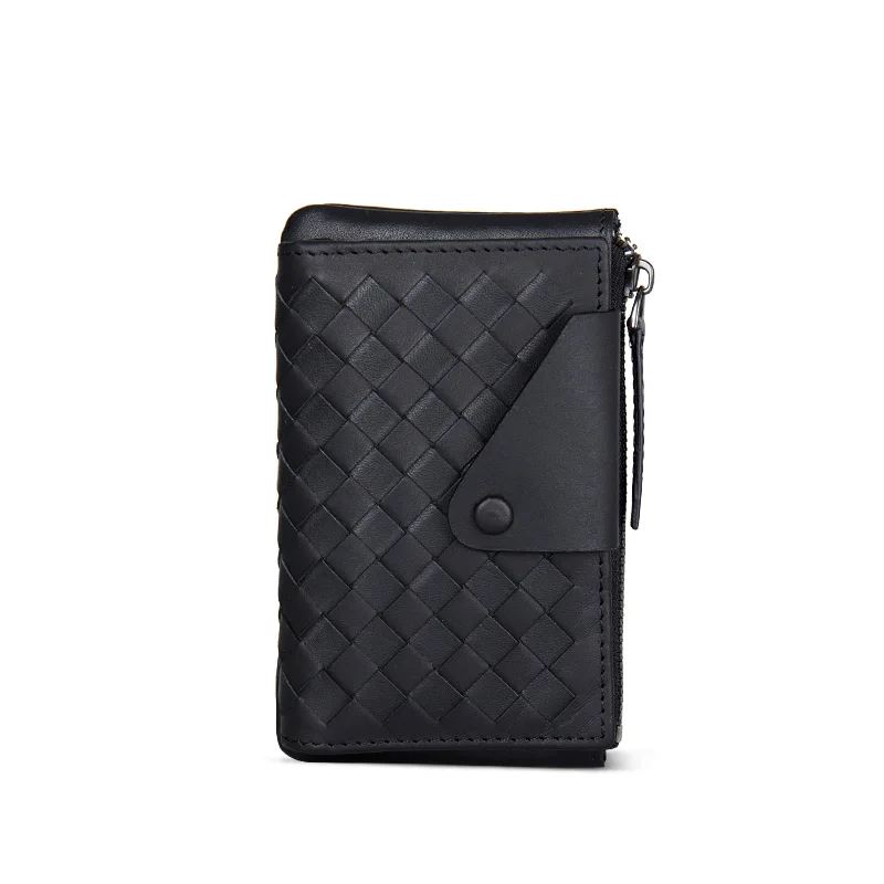 

Leather Multi-Functional Men Wallets Cowhide Knitted Handbags Key Package Designer Wallet Key Chain Purses Male Slim purse