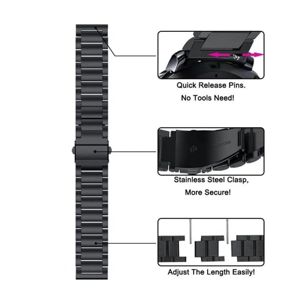 20 22 мм ремешок для часов из нержавеющей стали для SAMSUNG Galaxy Watch 42 46 мм SM-R800 gear S3 Frontier gear S2 Classic quick release
