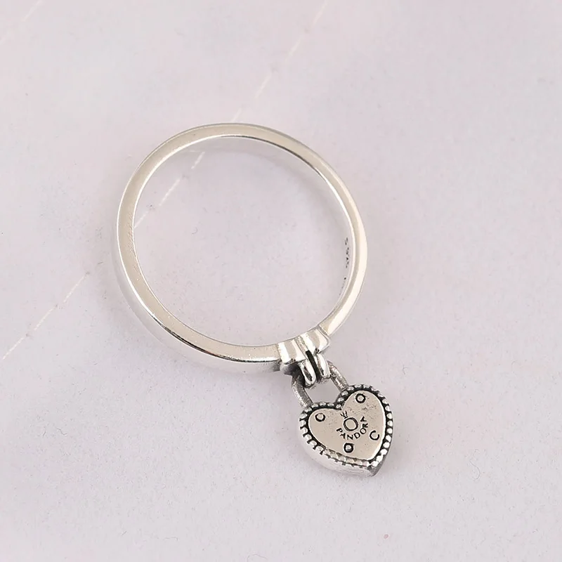 Genuine 925 sterling Silver Love Lock Pendant Ring Compatible with European Jewelry | Украшения и аксессуары