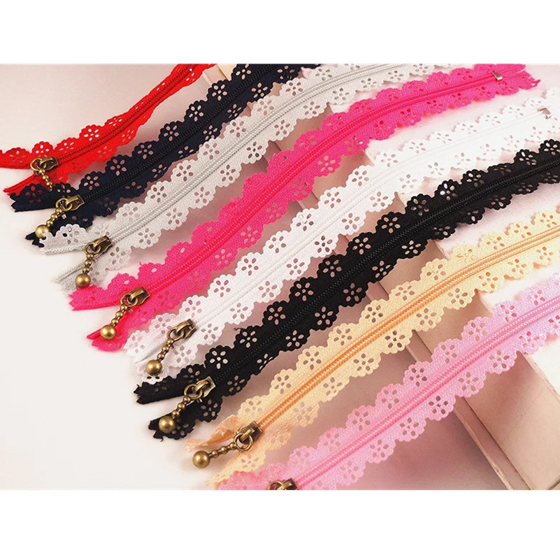 

23cm Random Color 10pcs/lot zippers lace nylon finish zipper for sewing wedding dress AA7451