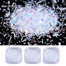 Шестигранные снежинки Блестки для ногтей 1,5 г красочные полосы Белый блестки флаки маникюр Дизайн ногтей украшения