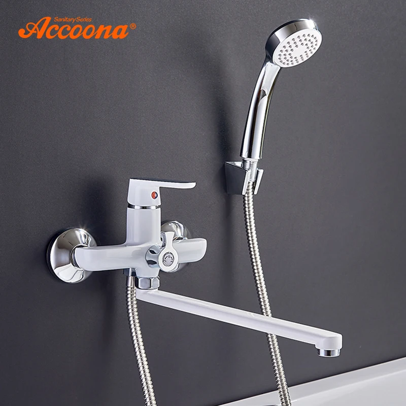 Online Accoona Bad Badewanne Wasserhahn Dusche set Outlet Rohr Kalten und Heißen Bad Armaturen Oberfläche Lackiert Armaturen Kopf A7166