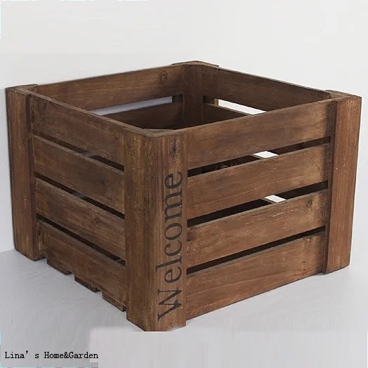 Sturdy Solid Square Handmade Rustic Wooden Crates Wooden Crate Crate Woodenwood Wood Aliexpress