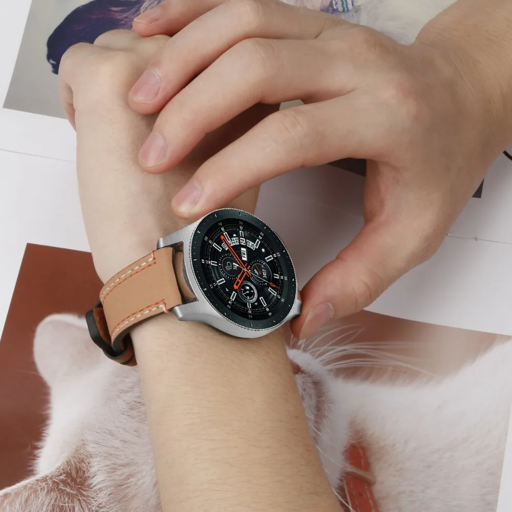 22 мм кожаный ремешок для часов samsung Galaxy Watch 46 мм SM-R800 ремешок быстросъемный ремешок для samsung Galaxy Watch 46 мм полосы