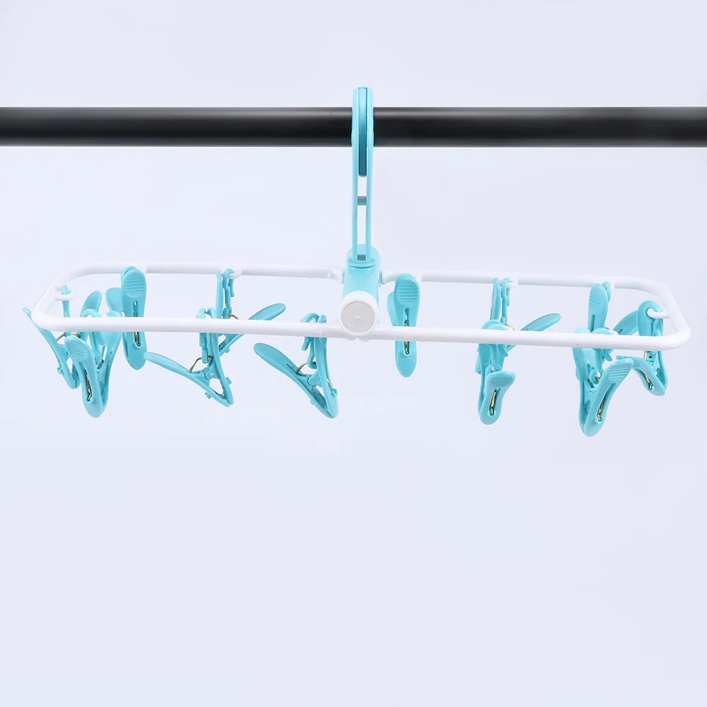 1Pcs Hook Rack Socks Hanger 12 Clip Folding Drying Underwear Socks Clip Plastic Multi functional