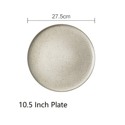 NIMITIME Ретро скандинавском стиле керамическая посуда дома плоский стейк на ужин тарелка блюдо чаши для риса и супа миска тарелка - Цвет: 10.5 Inch Plate