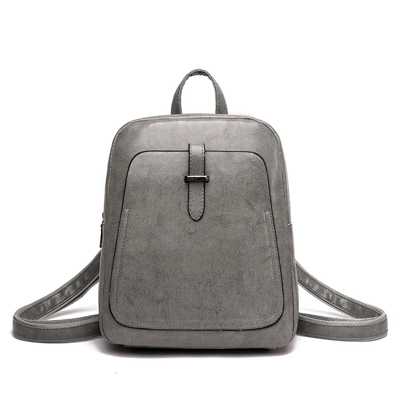 Новые женские рюкзаки, Женская Роскошная сумка через плечо, Высококачественная кожаная школьная сумка для девочек, винтажный женский рюкзак для путешествий - Цвет: Gray