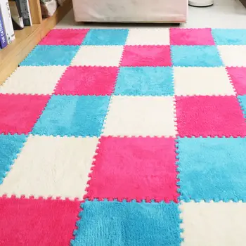 

30cm Puzzle Mat EVA Foam shaggy velvet Carpet door mat Jigsaw play Mat plush fabric Carpet Area Rug Room Floor Mats 9pcs/set fre