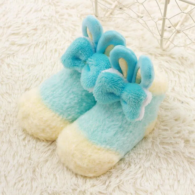 Новые модные бархатные толстые детские носки для малышей трехмерные милые носки для малышей с кроликом