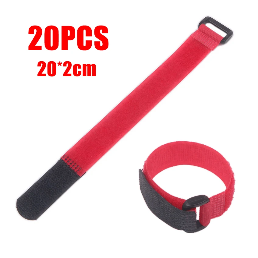 

Onsale 20Pcs 20cm Red Self Adhesive Hook Loop Cable Ties Fastener Strap Cord Organizer Mayitr