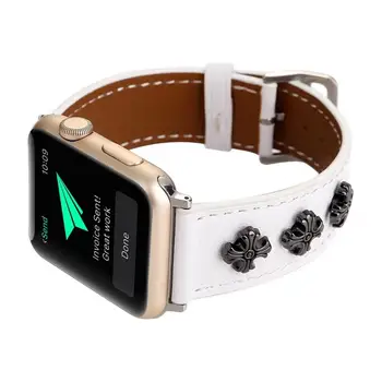 

Unique New Chrome Band for Apple Watch Series 4 3 2 1 Leather Belt for iWatch Strap 42mm 38mm 40mm 44mm Watchband Replacement