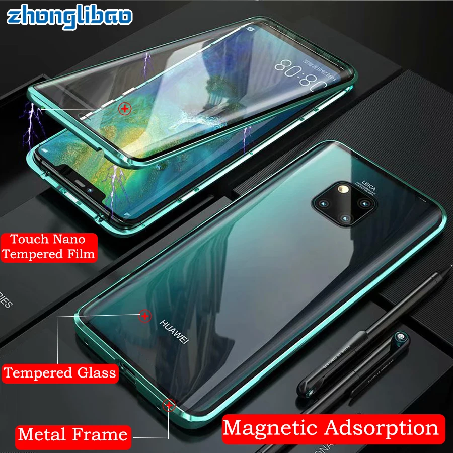 Металлический чехол с магнитной адсорбцией для Huawei Mate 20 Pro Mate20 Etui Роскошный