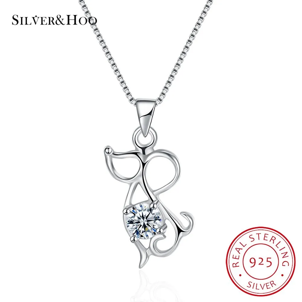 

SILVERHOO Authentic S925 Real Sterling Silver Interesting Mouse Shape Design Give Female Necklace Fine Friendship