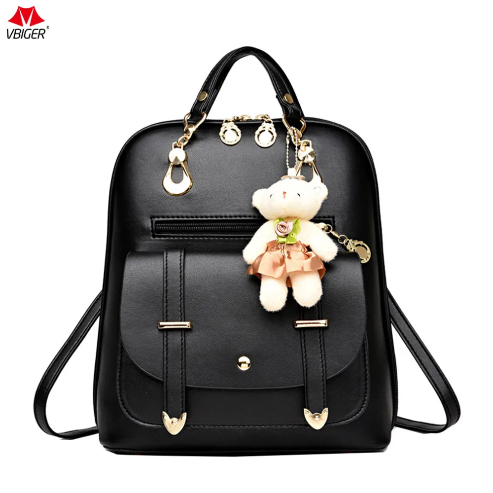 Vbiger Women PU Leather Backpack Classic School Shoulders Bag Trendy
