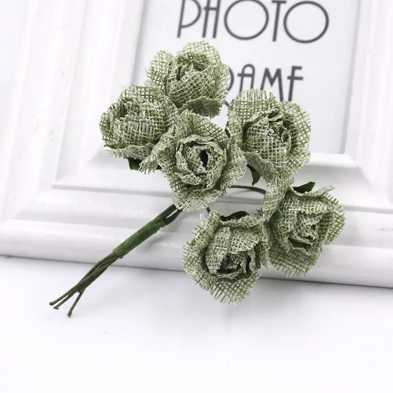 

30 pcs Jute Burlap Lace Artificial Flower Bouquet Flower Garland For Wedding Party Home Decoration Car Scrapbooking Fake Flowers