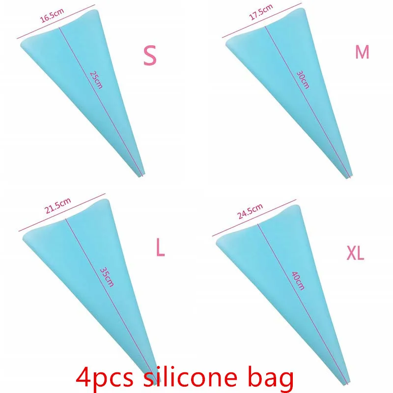 4/30 силиконовый кондитерский мешок Одноразовые кондитерский мешок глазировки Крем кондитерский мешок DIY Инструменты для выпечки для торта кекс украшения инструмент - Цвет: 4pcs silicone bag