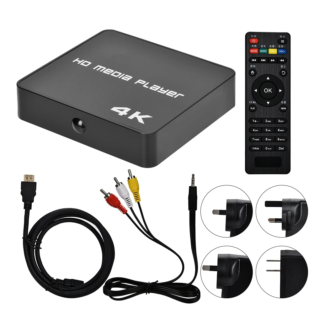 Ultra U диск жесткий диск HD 4K четырехъядерный цифровой ТВ-бокс HDMI медиаплеер HDMI hdd плееры с пультом дистанционного управления US/UK/EU/AU Plug